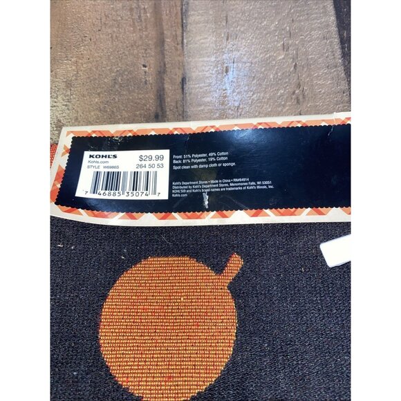 Midnight Market Halloween Table Runner Orange Pumpkins 13x54 - Picture 5 of 5